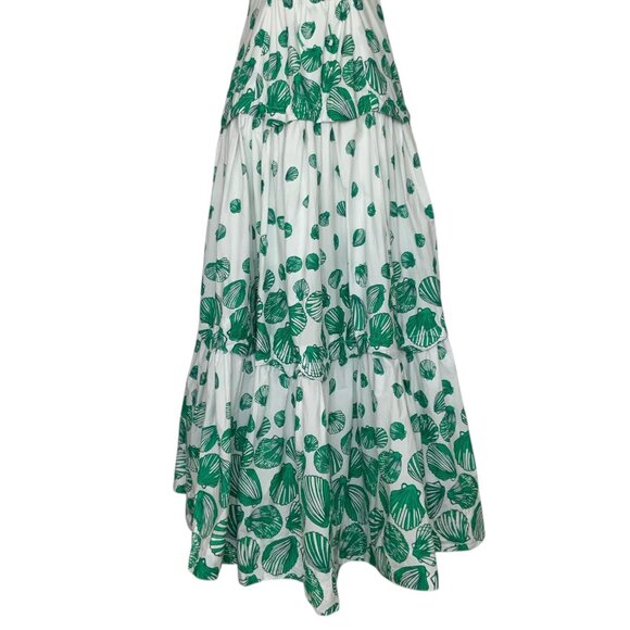 Anthropologie Maeve Halter Tiered Maxi Dress M White Green Seashell Resortwear - Picture 11 of 15